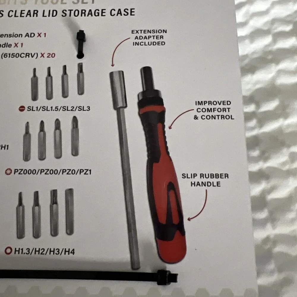 NEW~Swiss Brand Precisión Screwdriver with Bits Tools Set 22 PCs Set